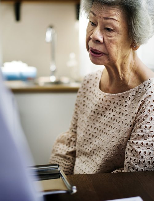 Asian old woman in a hospital